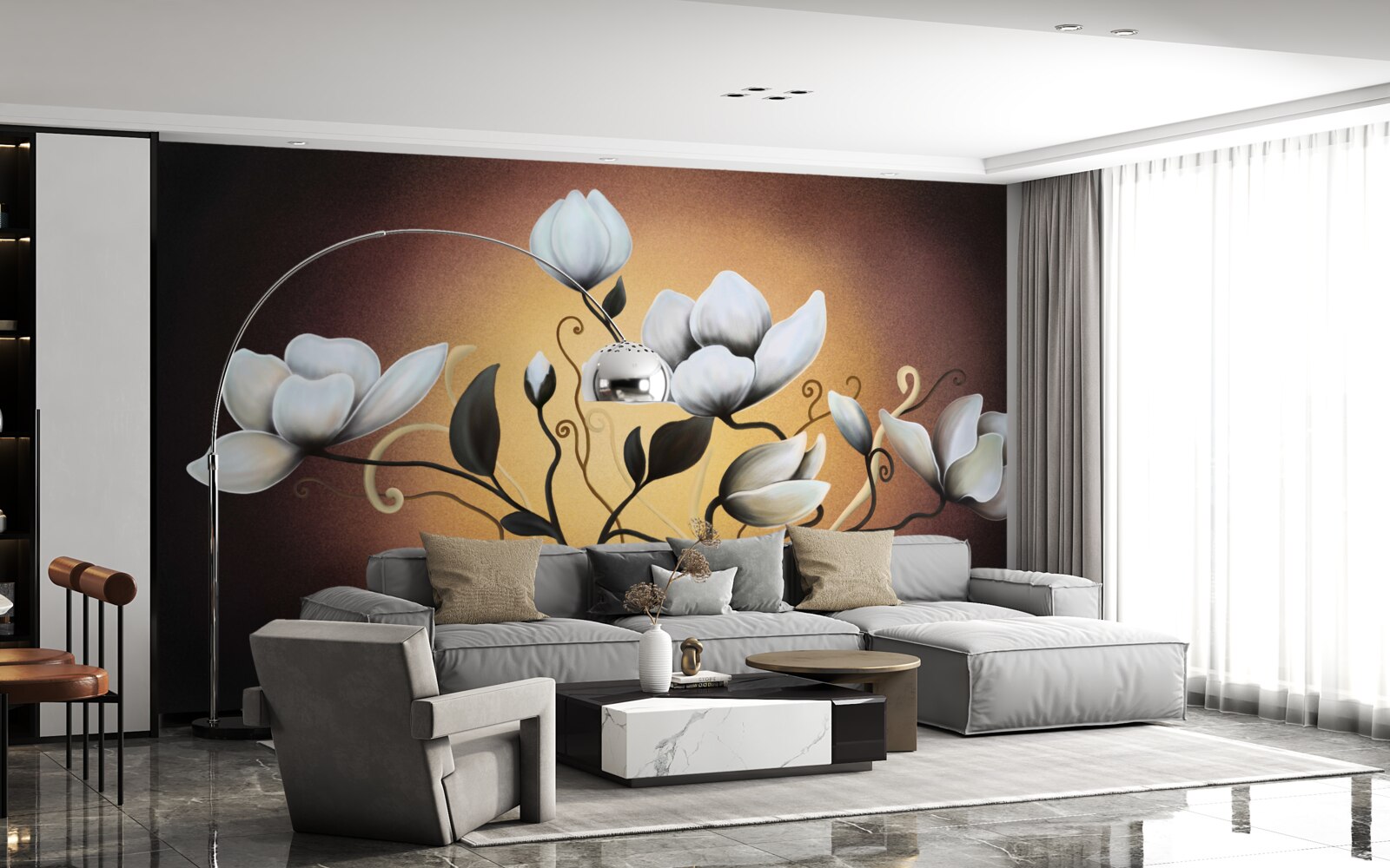 Фотошпалери букет магнолії з білуватими квітами