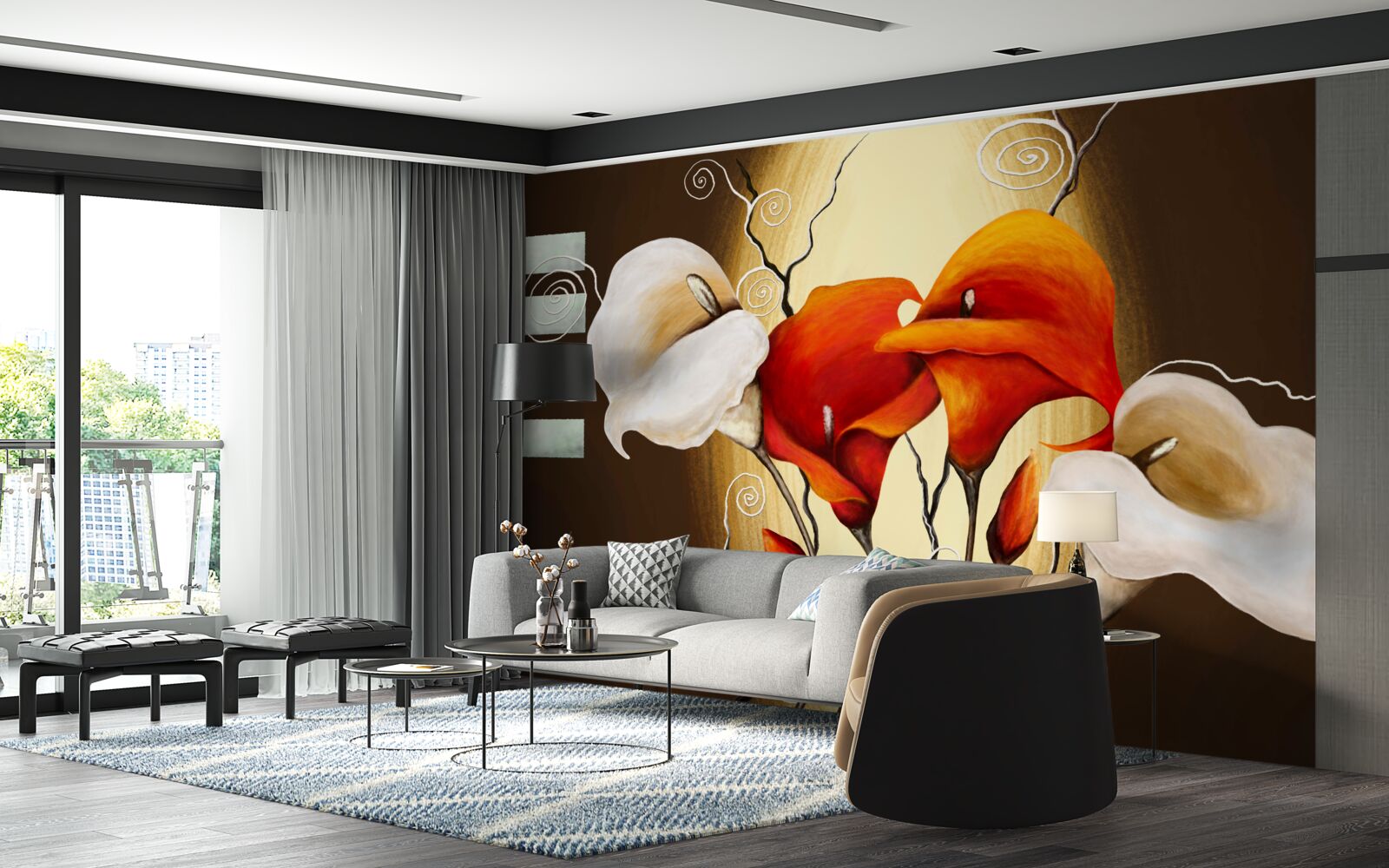 Фотошпалери червоні та білі калюжки