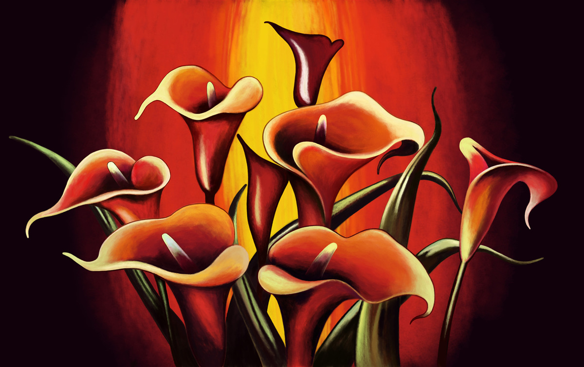 Фотошпалери вогняні квітучі калюжі