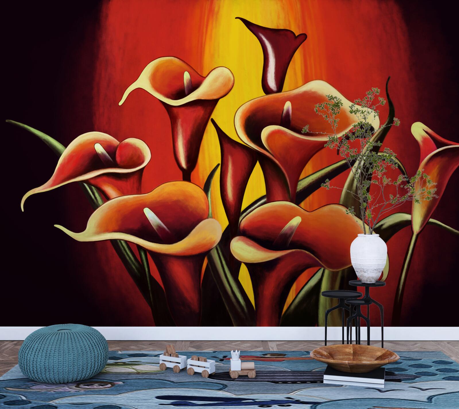 Фотошпалери вогняні квітучі калюжі