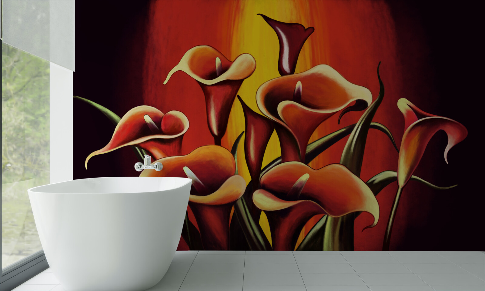 Фотошпалери вогняні квітучі калюжі