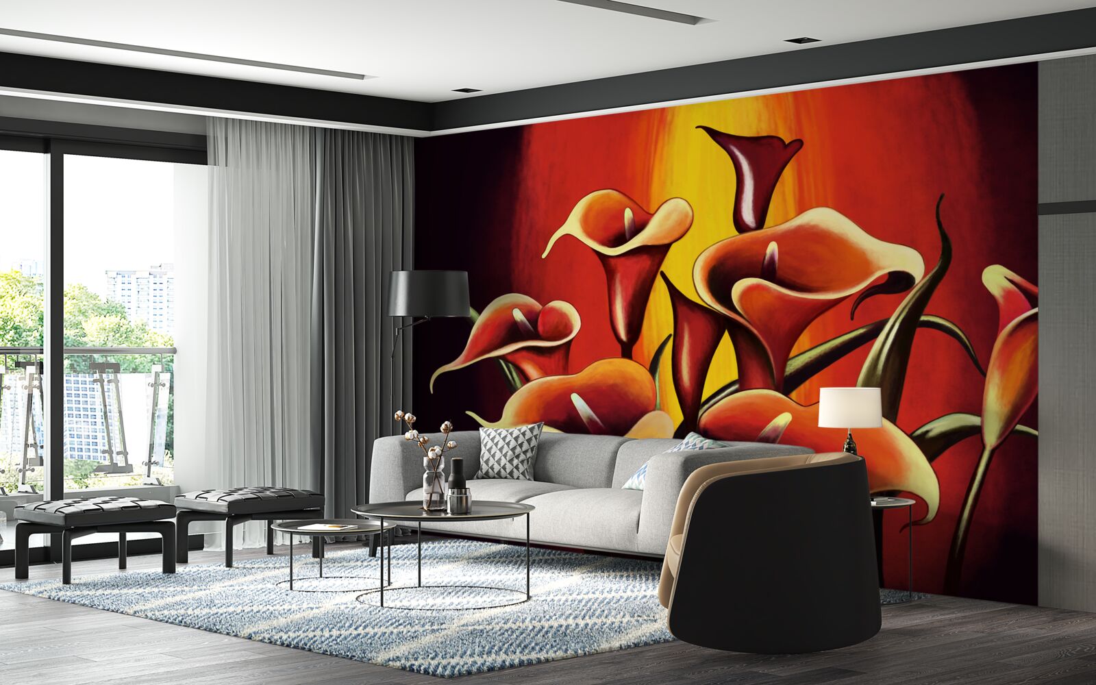 Фотошпалери вогняні квітучі калюжі