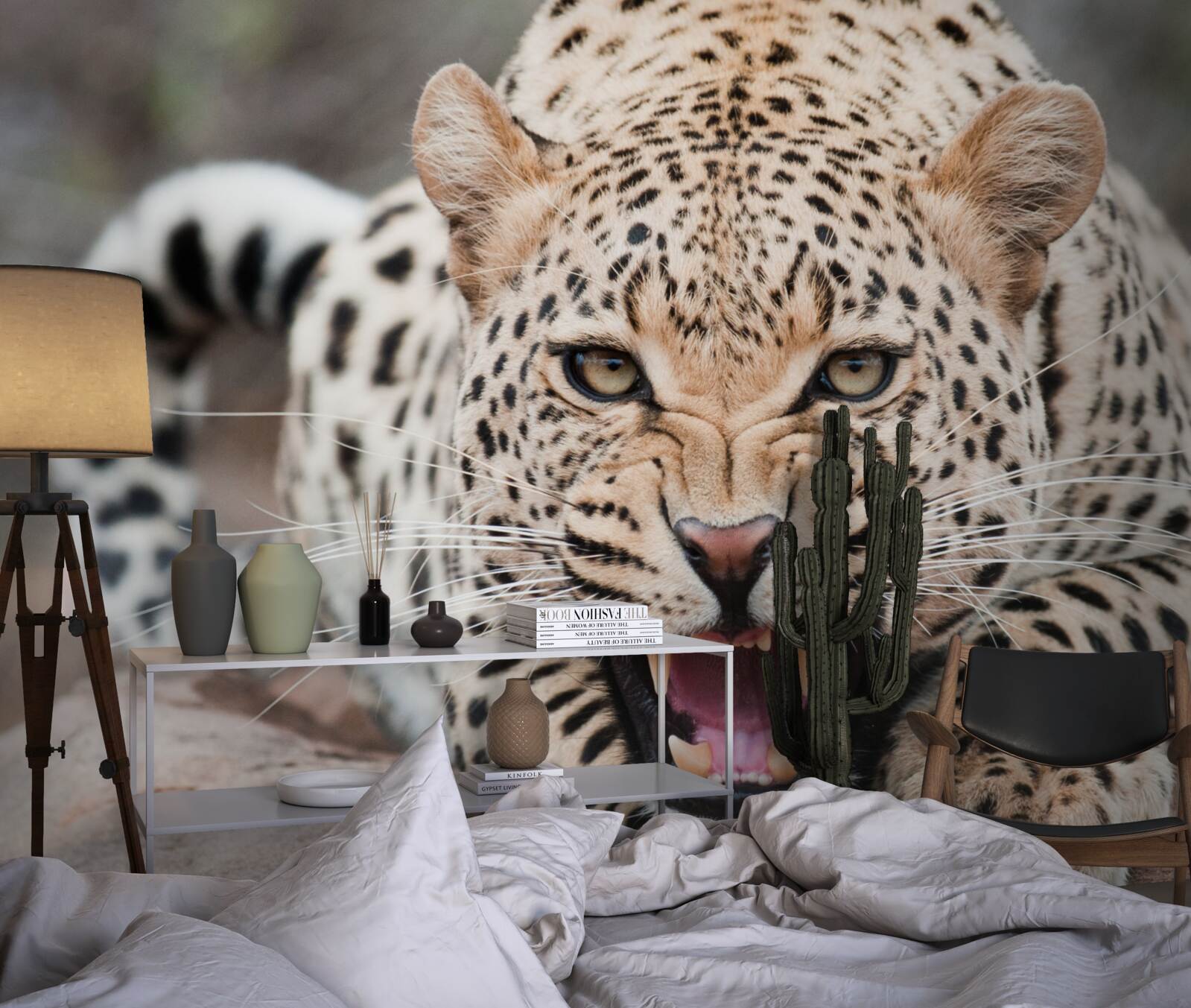 Фотошпалери леопард готується до стрибка