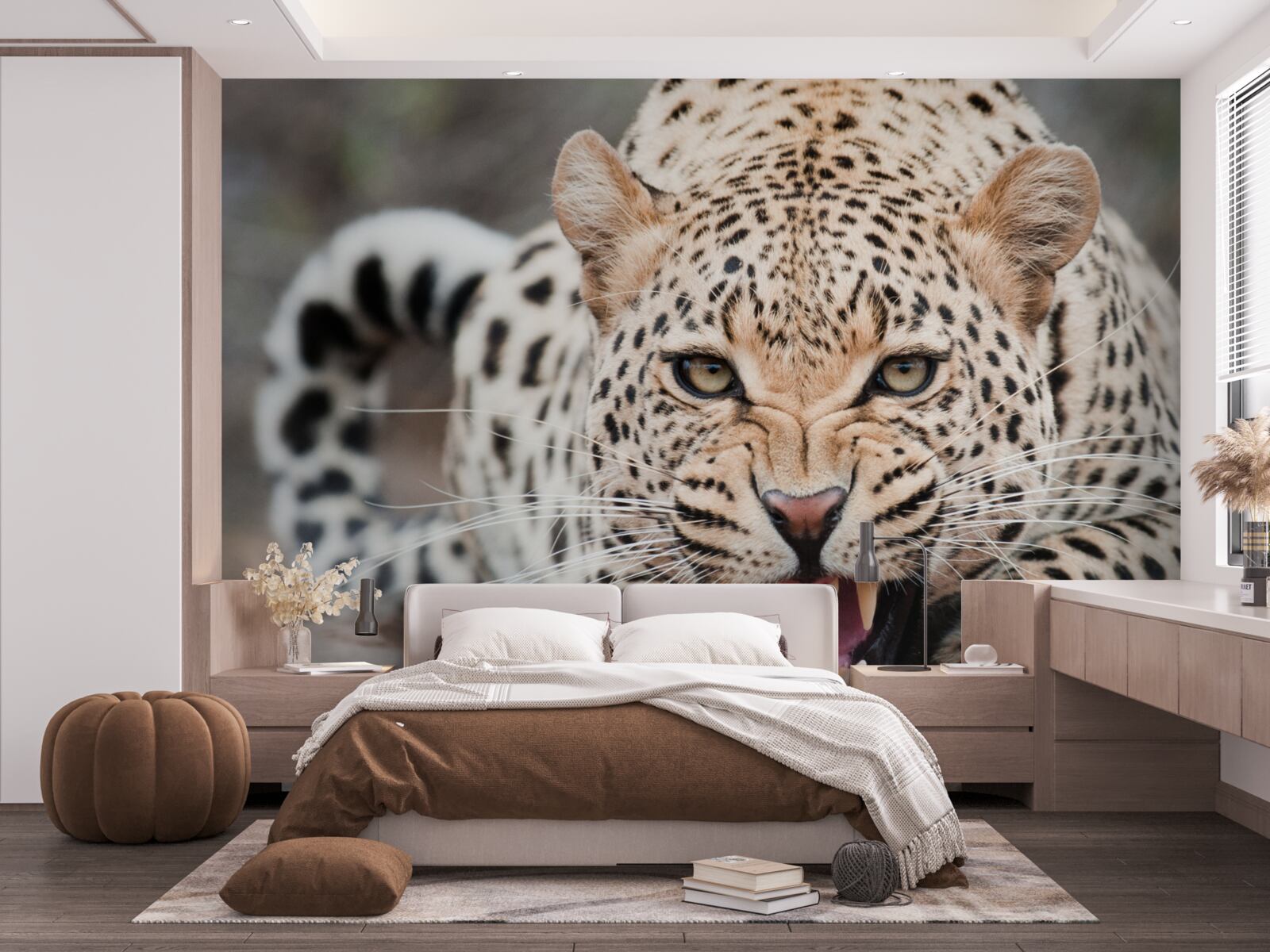 Фотошпалери леопард готується до стрибка