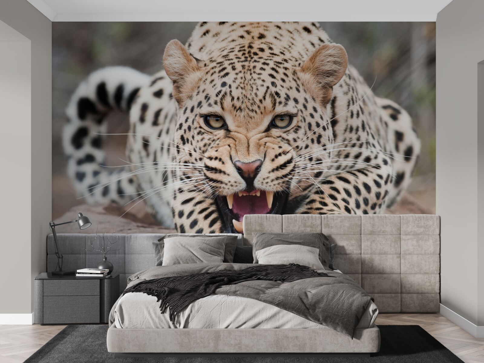 Фотошпалери леопард готується до стрибка