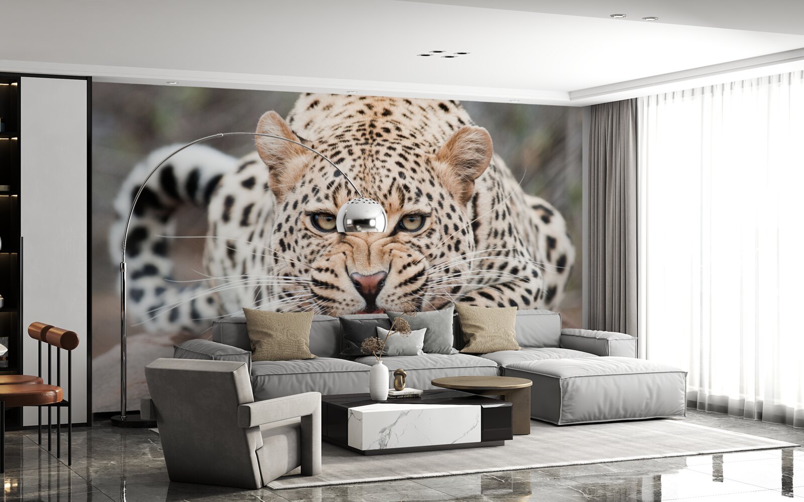 Фотошпалери леопард готується до стрибка