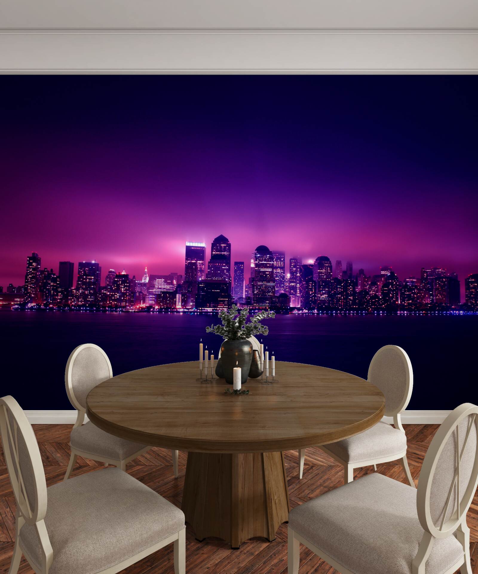 Фотошпалери бузкове сяйво над великим містом