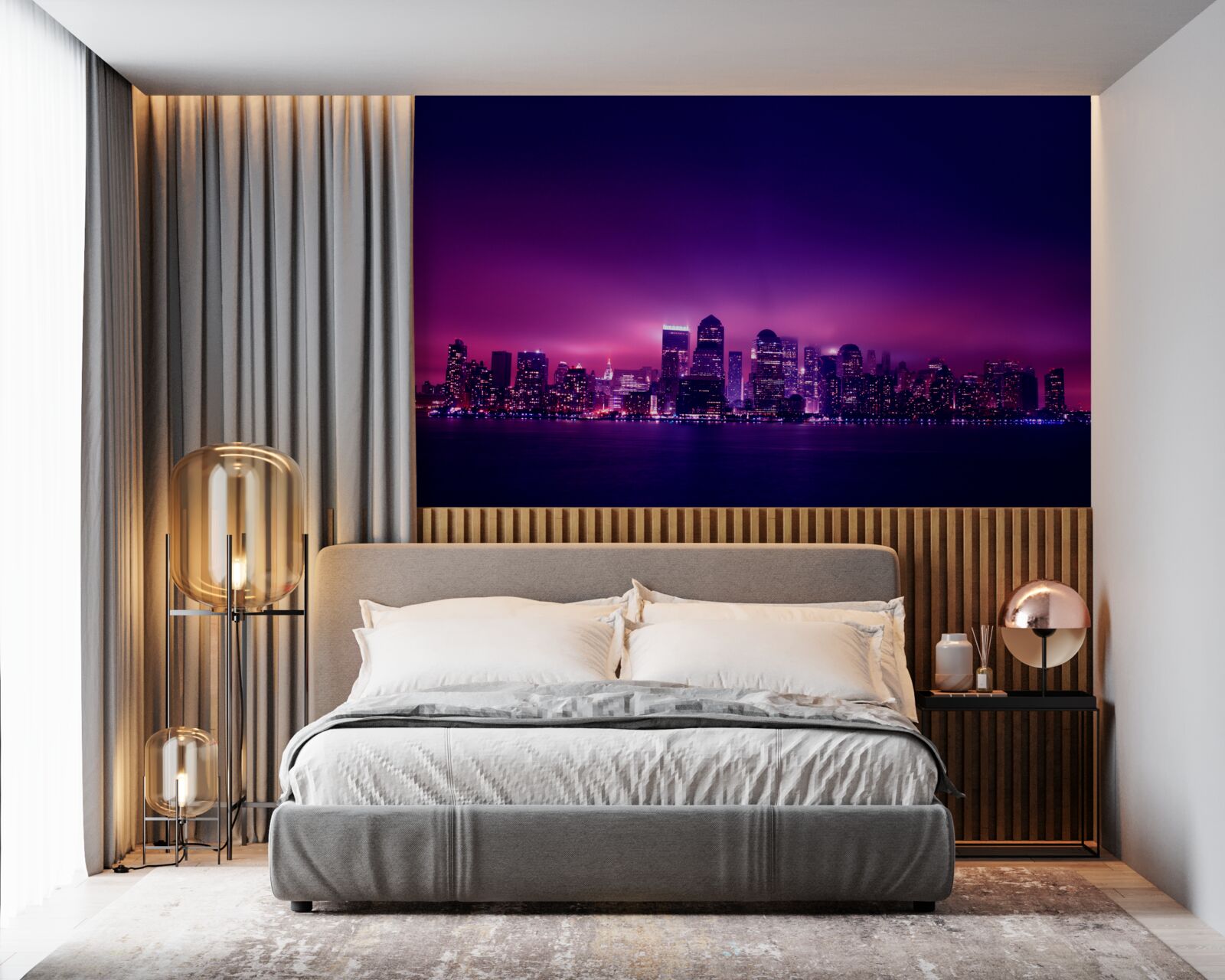 Фотошпалери бузкове сяйво над великим містом