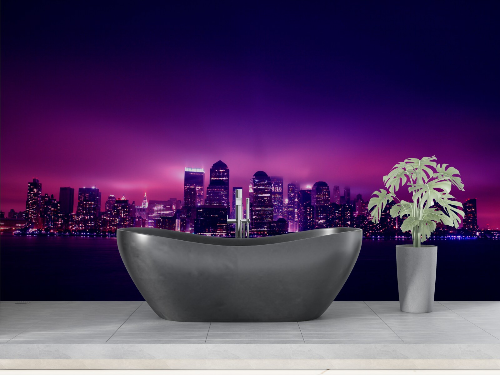 Фотошпалери бузкове сяйво над великим містом