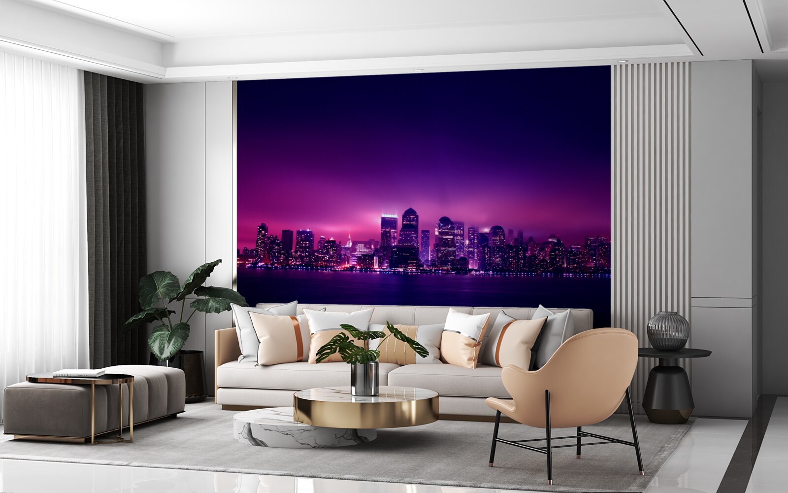 Фотошпалери бузкове сяйво над великим містом