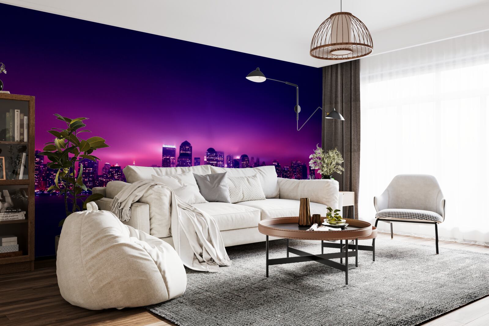 Фотошпалери бузкове сяйво над великим містом