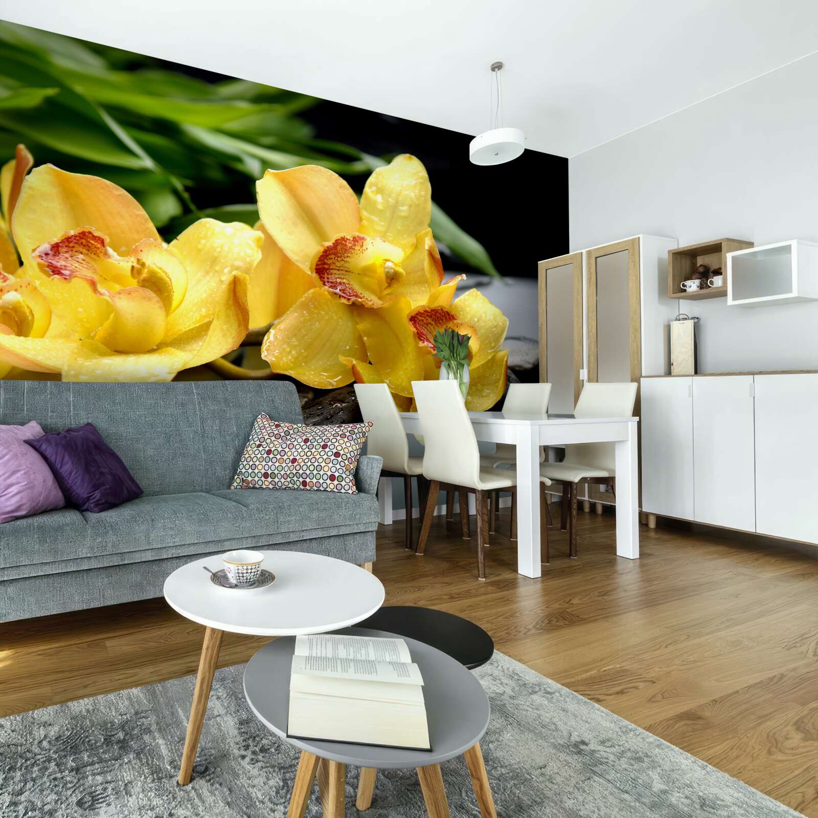 Фотошпалери букет ніжних жовтих орхідей