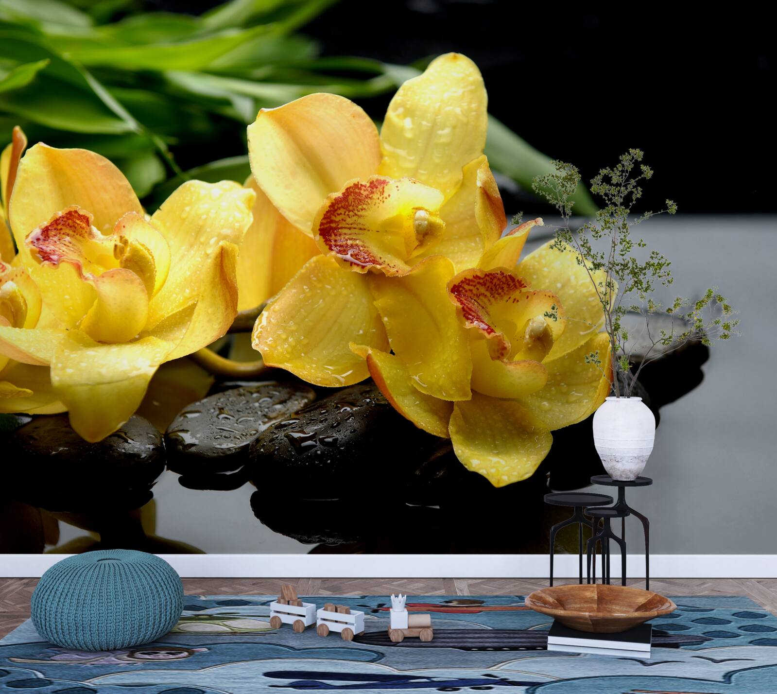 Фотошпалери букет ніжних жовтих орхідей