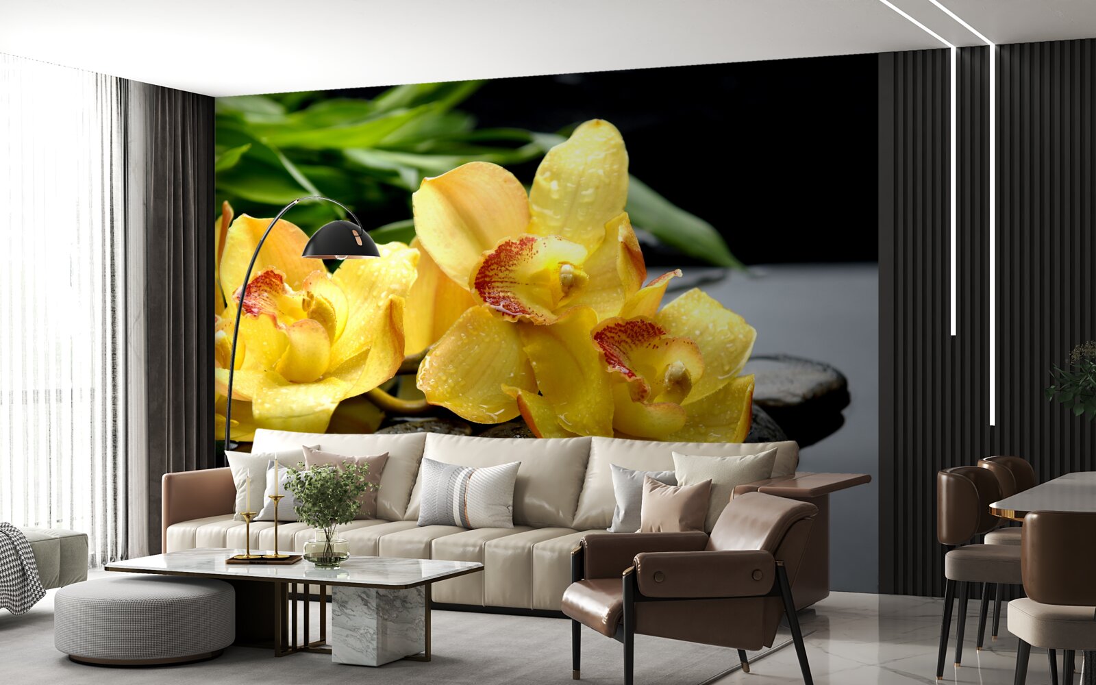 Фотошпалери букет ніжних жовтих орхідей