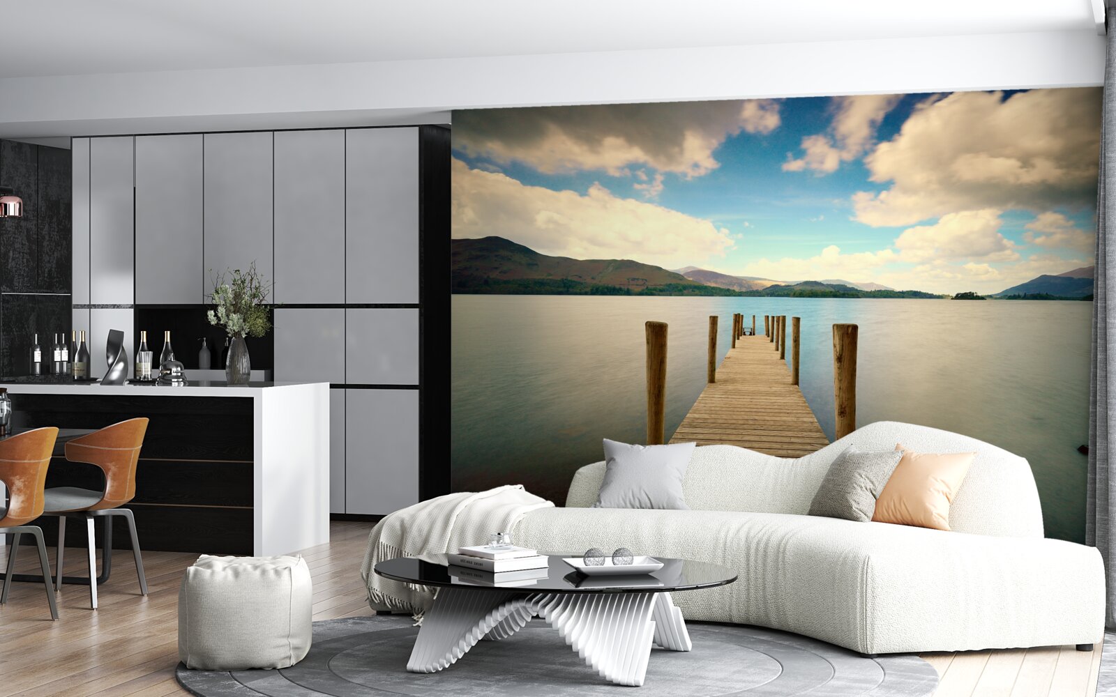 Фотошпалери дерев'яний пірс на узбережжі