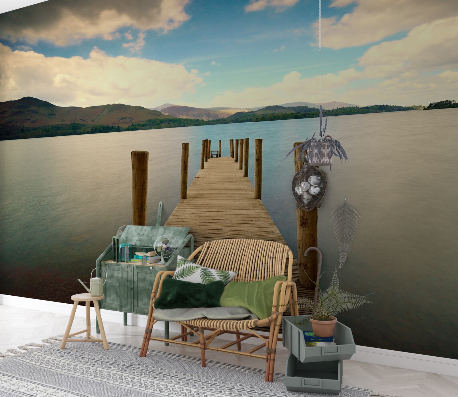 Фотошпалери дерев'яний пірс на узбережжі