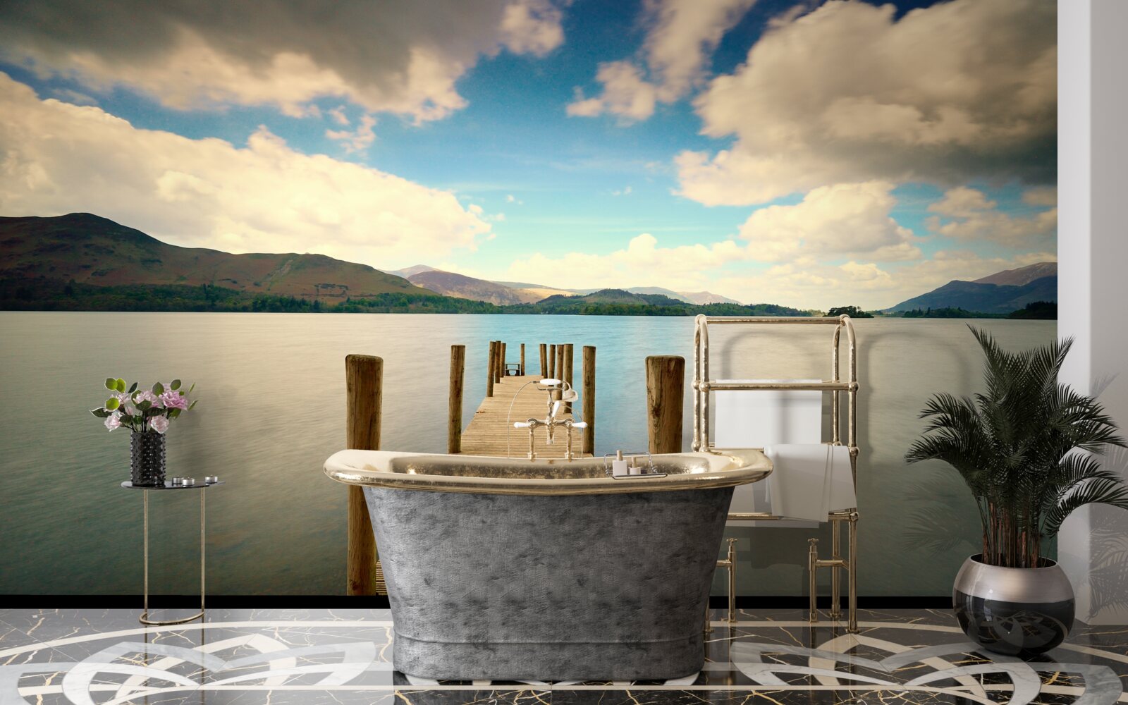 Фотошпалери дерев'яний пірс на узбережжі