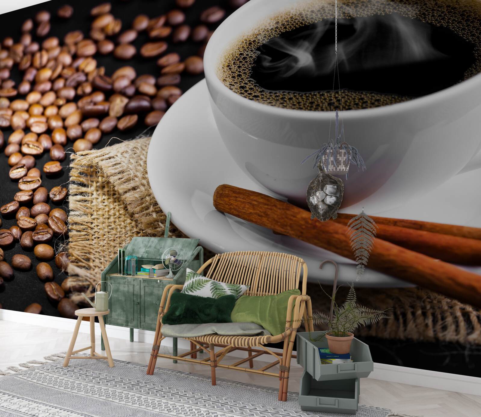 Фотошпалери чашка кави з гілочками кориці