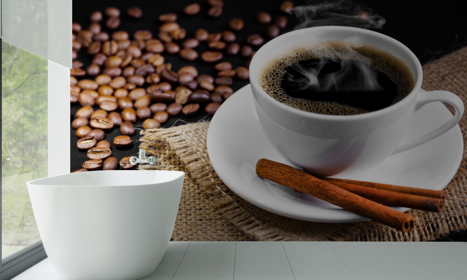 Фотошпалери чашка кави з гілочками кориці