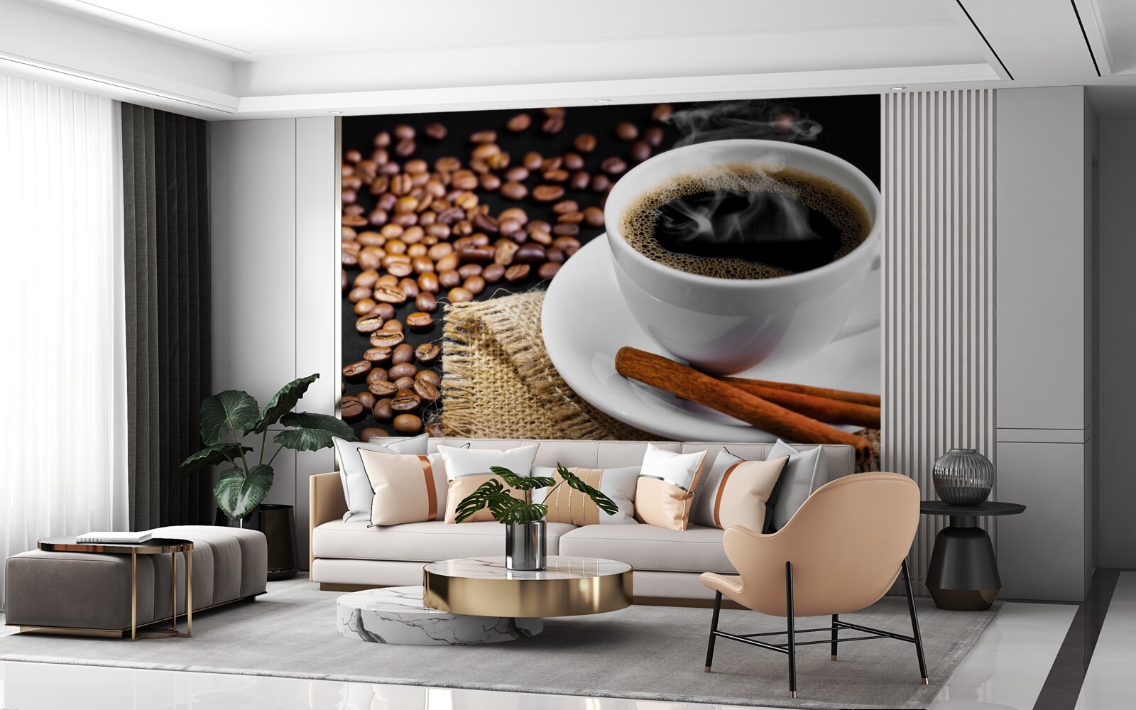 Фотошпалери чашка кави з гілочками кориці