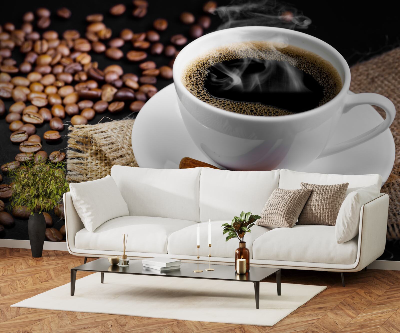 Фотошпалери чашка кави з гілочками кориці