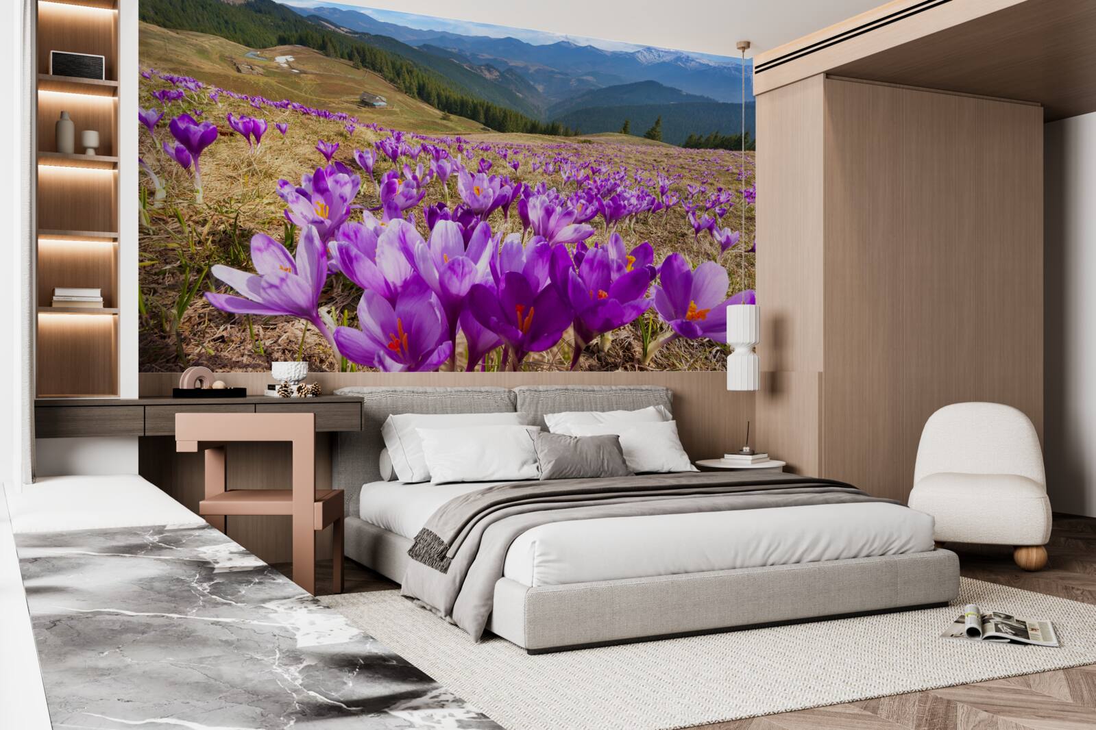 Фотошпалери гірські крокуси фіолетові