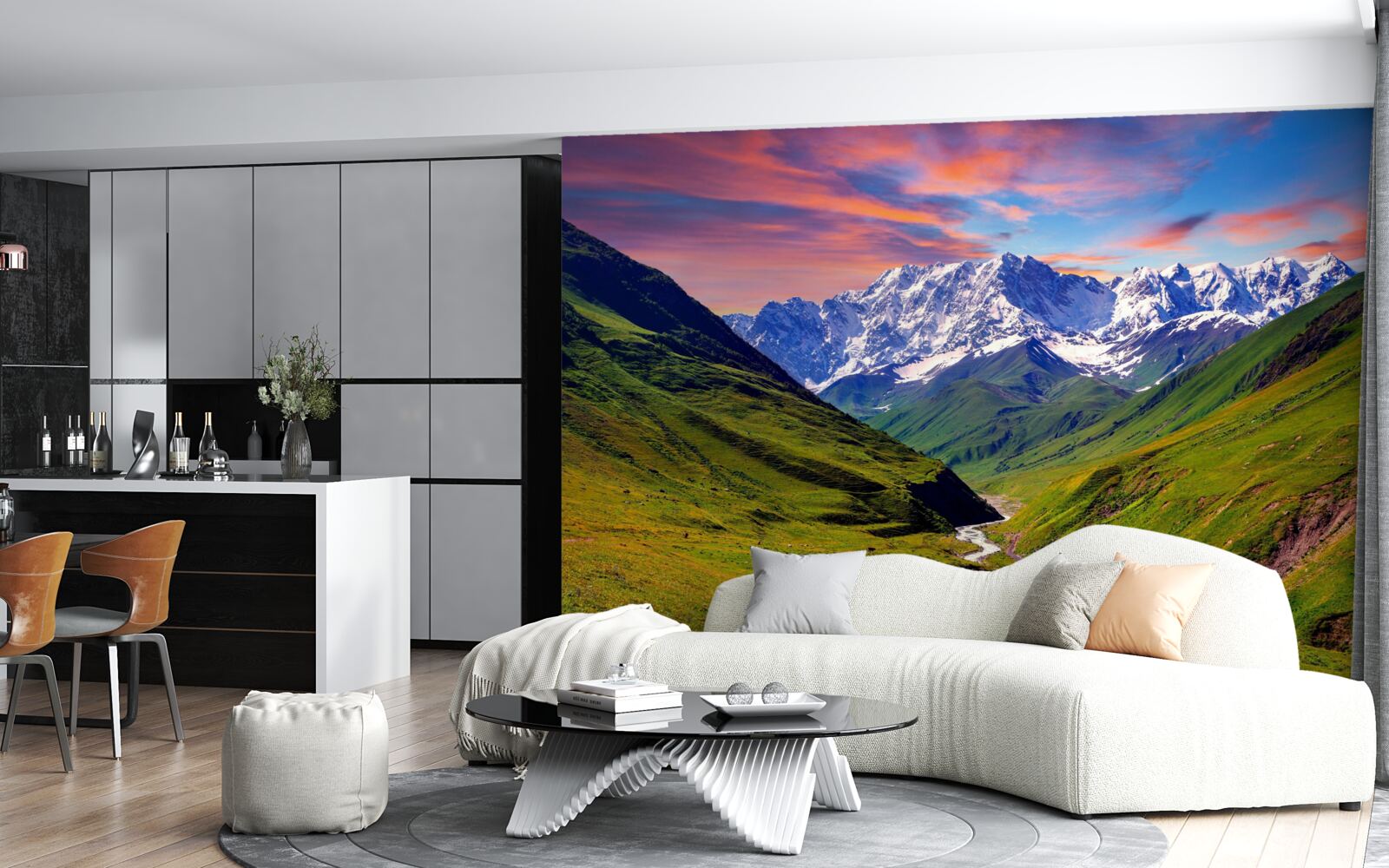 Фотошпалери чарівний шлях через гірські вершини