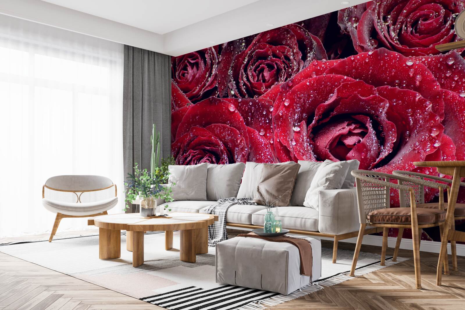 Фотошпалери червоні квіти після душу