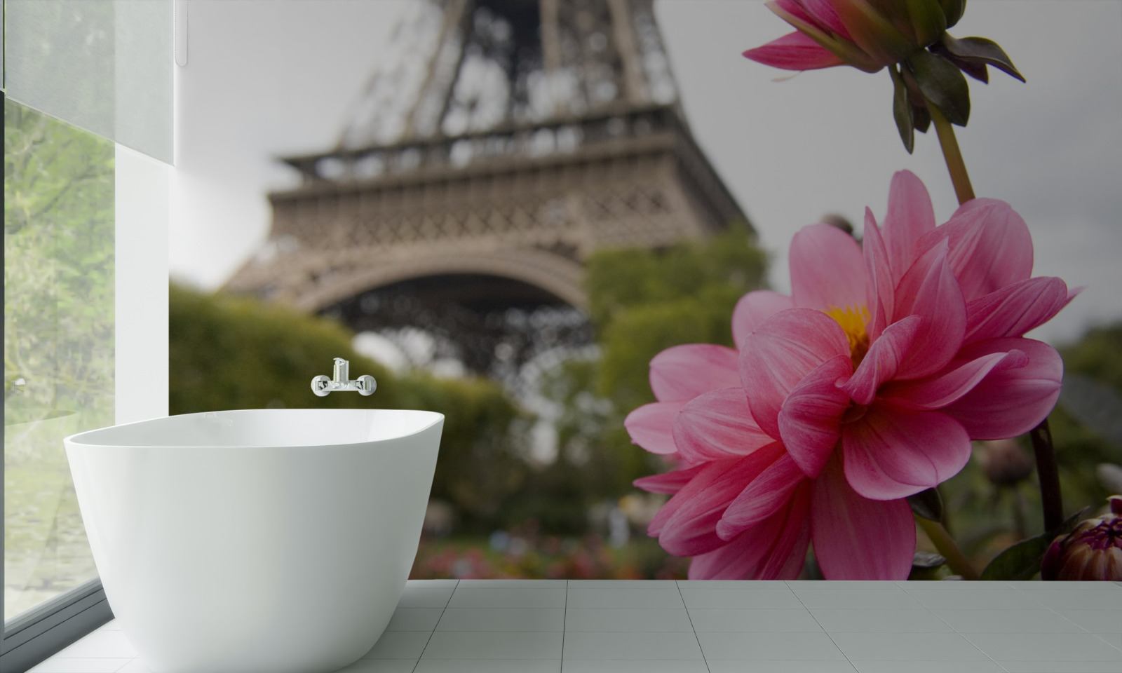 Фотошпалери сліпучі, пишні квіти у французькій столиці