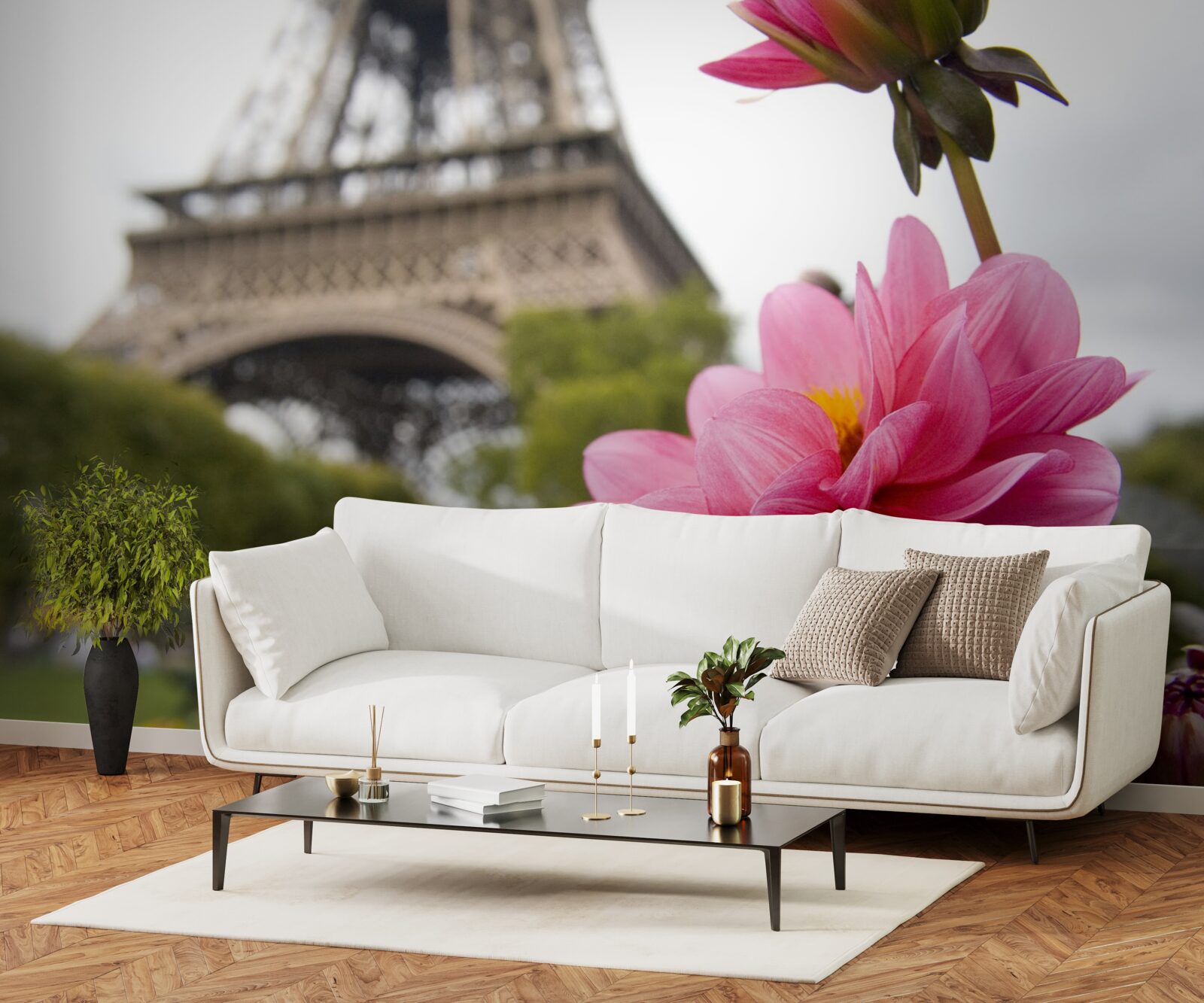 Фотошпалери сліпучі, пишні квіти у французькій столиці