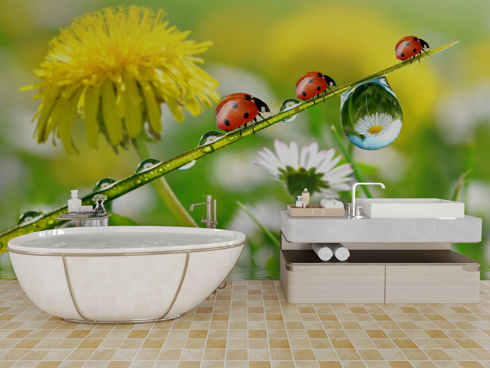 Фотошпалери сонечко і кульбаба після бурі