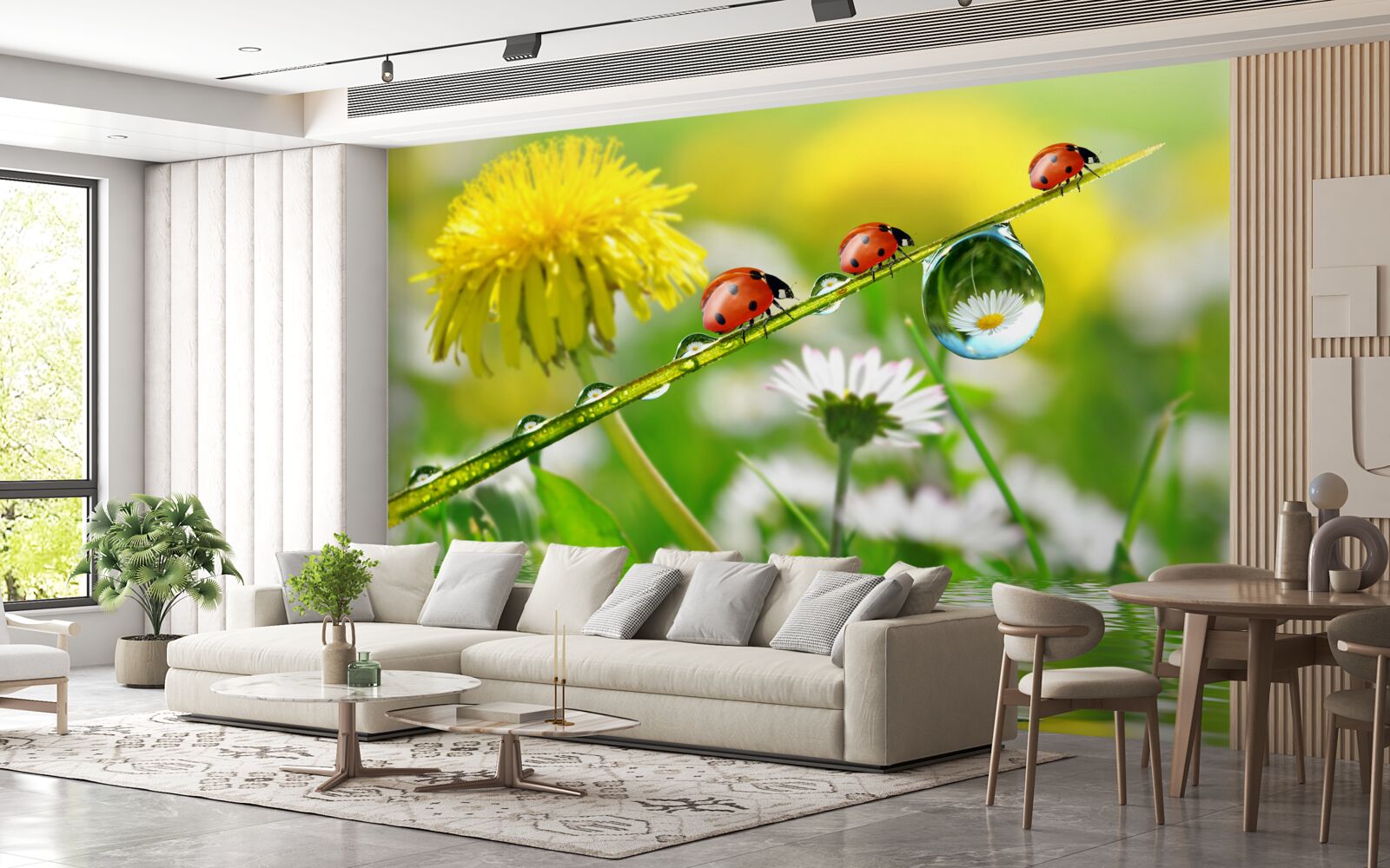 Фотошпалери сонечко і кульбаба після бурі