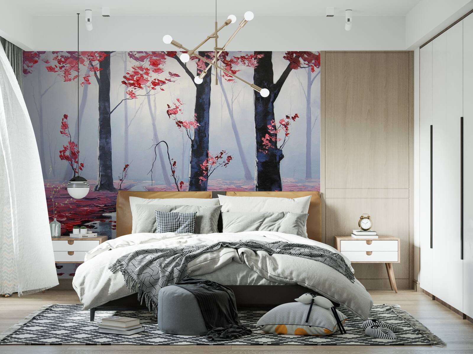 Фотошпалери відображення осіннього листя у воді