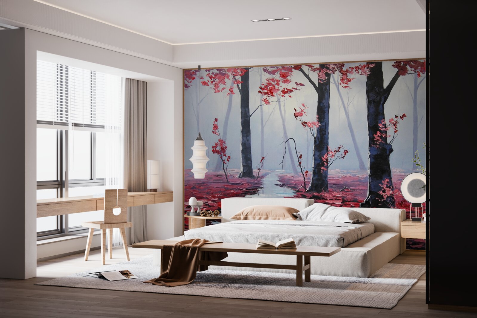 Фотошпалери відображення осіннього листя у воді