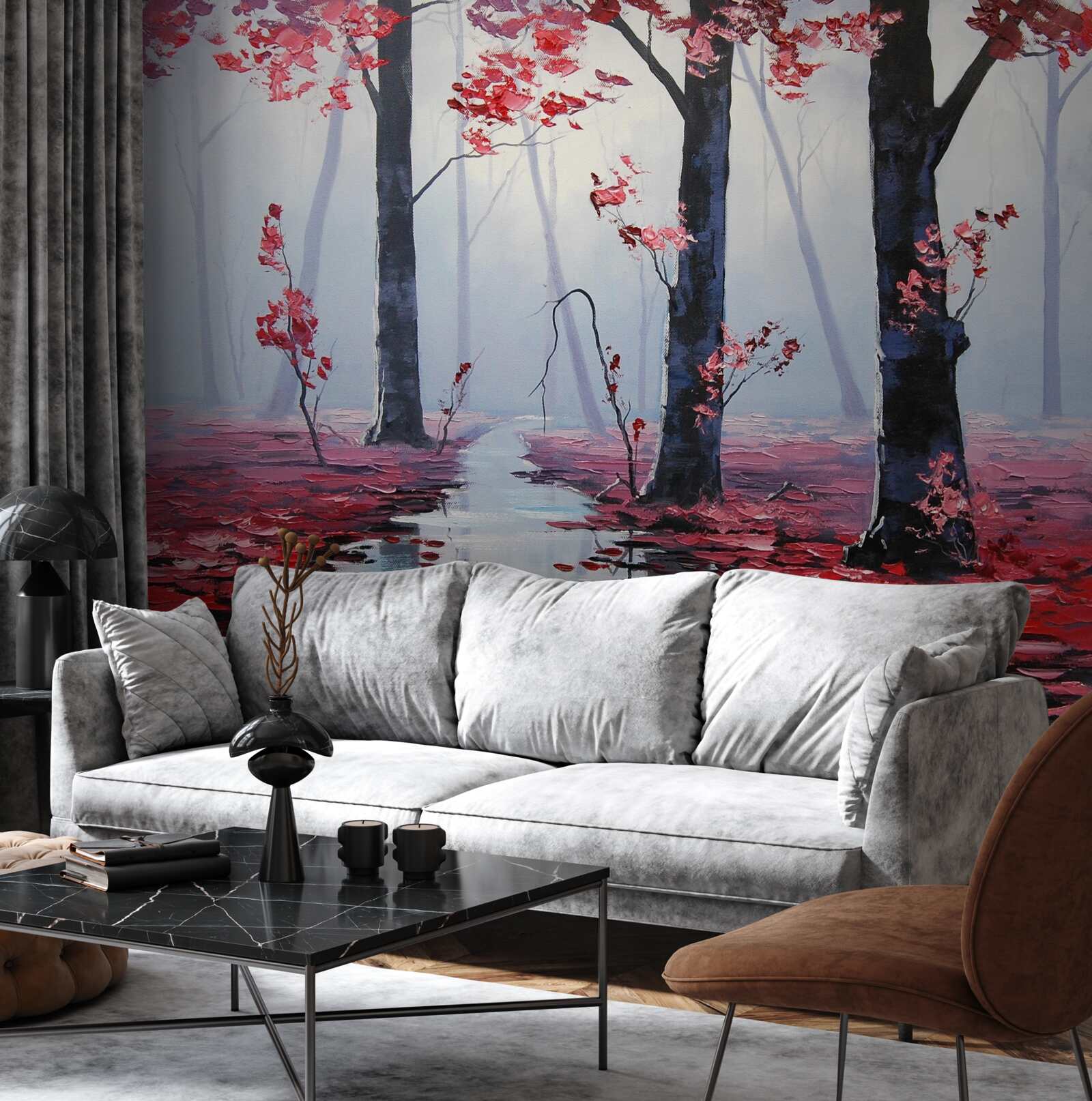 Фотошпалери відображення осіннього листя у воді