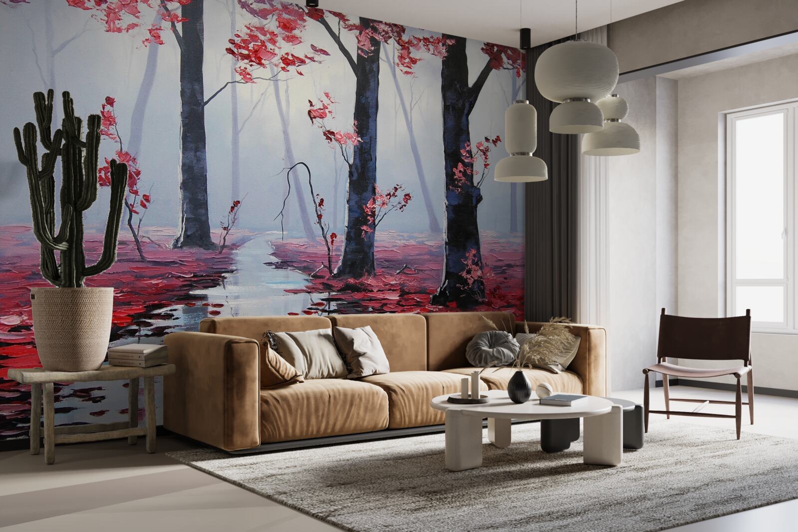 Фотошпалери відображення осіннього листя у воді