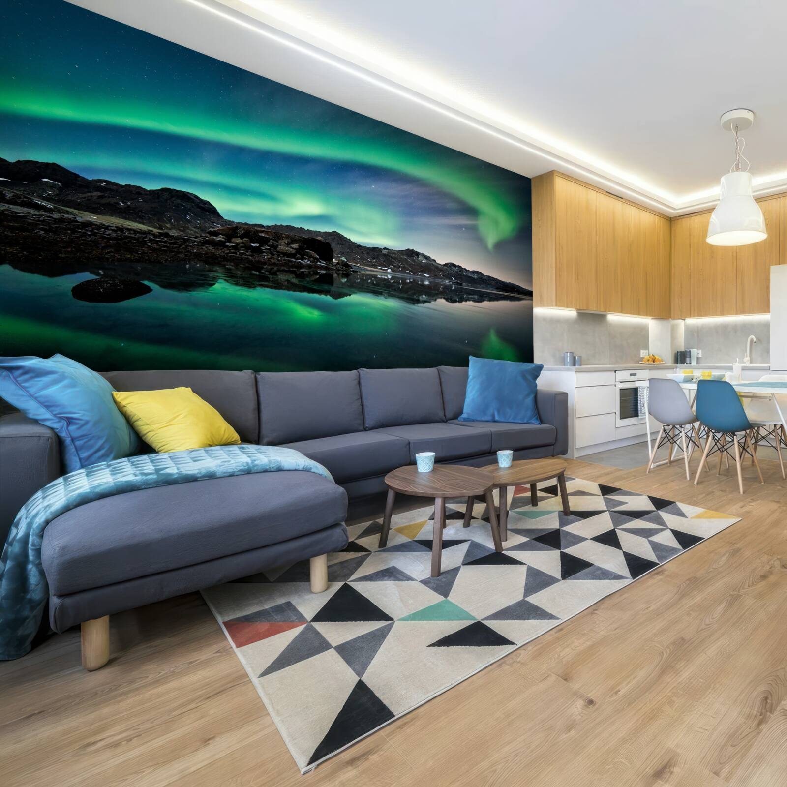 Фотошпалери озеро в північному сяйві