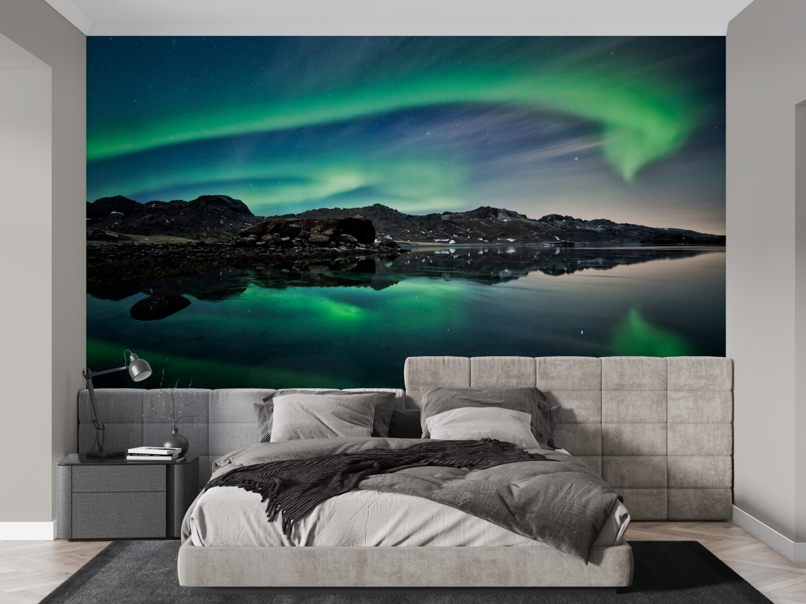 Фотошпалери озеро в північному сяйві