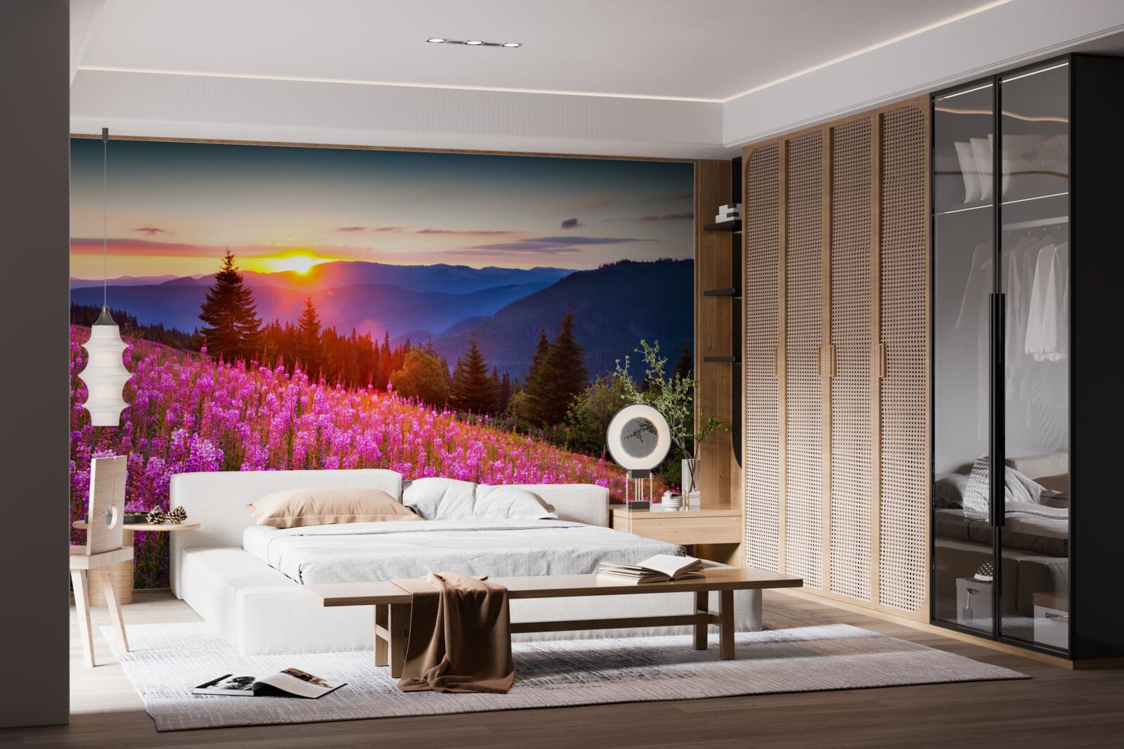 Фотошпалери монастир над квітучою полониною