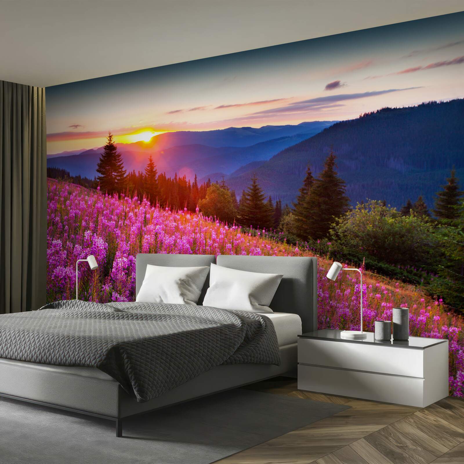 Фотошпалери монастир над квітучою полониною