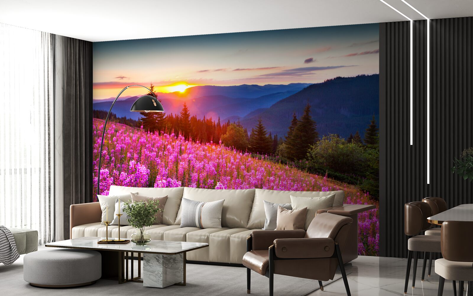 Фотошпалери монастир над квітучою полониною