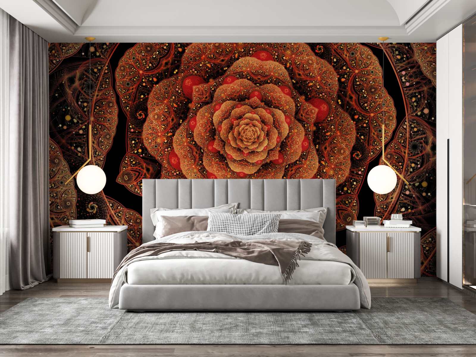 Фотошпалери коричневий фрактал, форма якого нагадує півонію