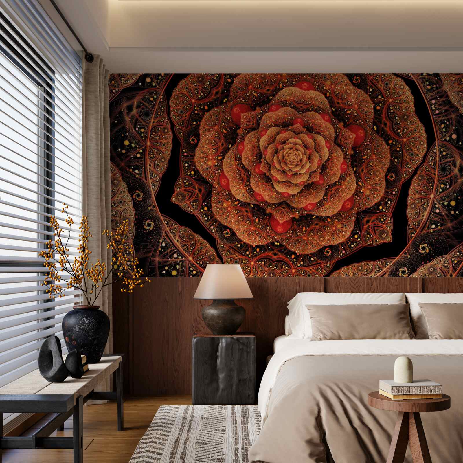 Фотошпалери коричневий фрактал, форма якого нагадує півонію