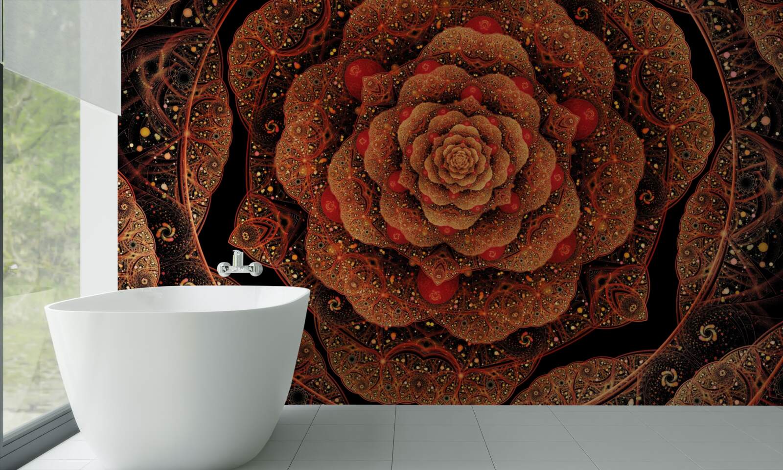 Фотошпалери коричневий фрактал, форма якого нагадує півонію