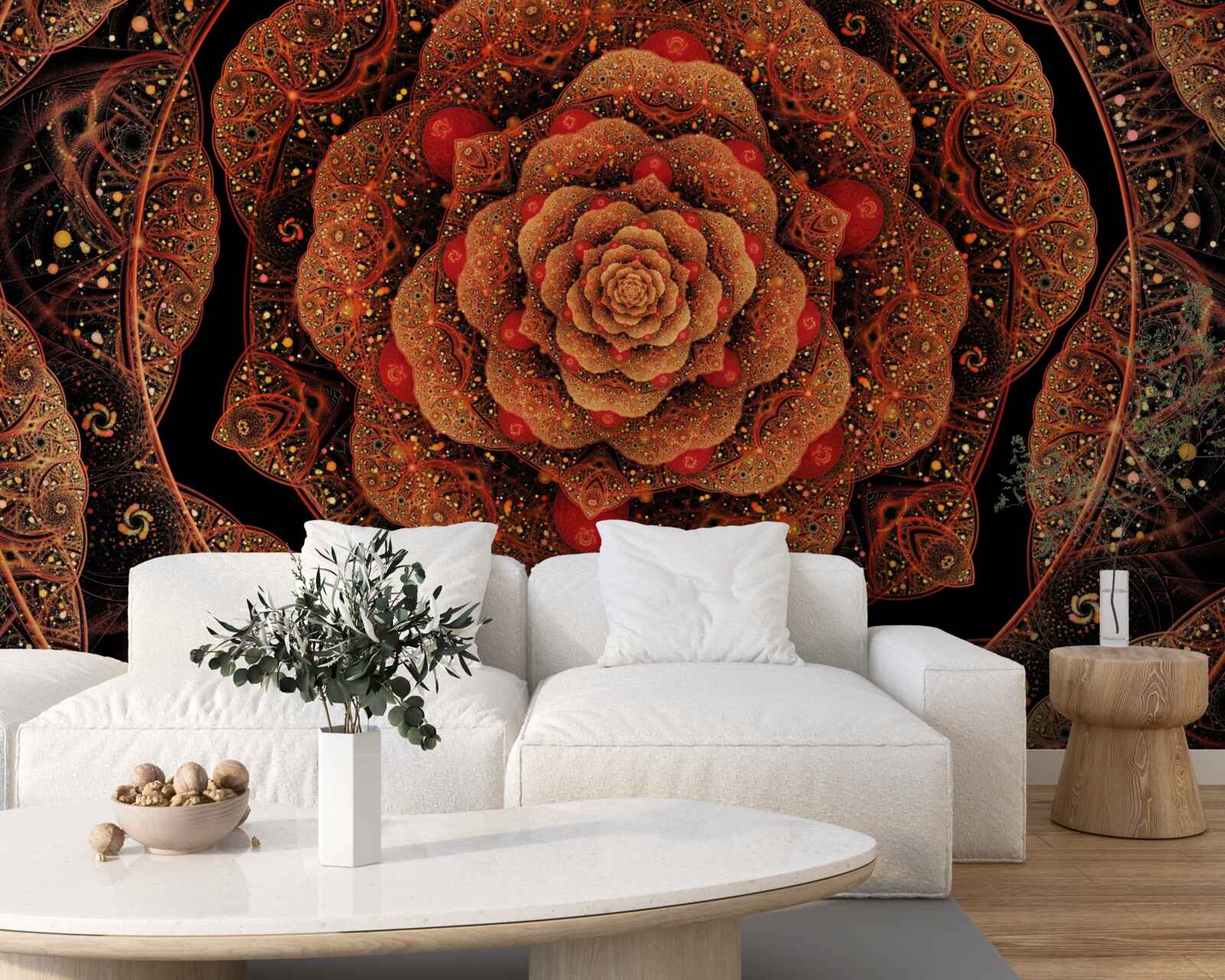 Фотошпалери коричневий фрактал, форма якого нагадує півонію