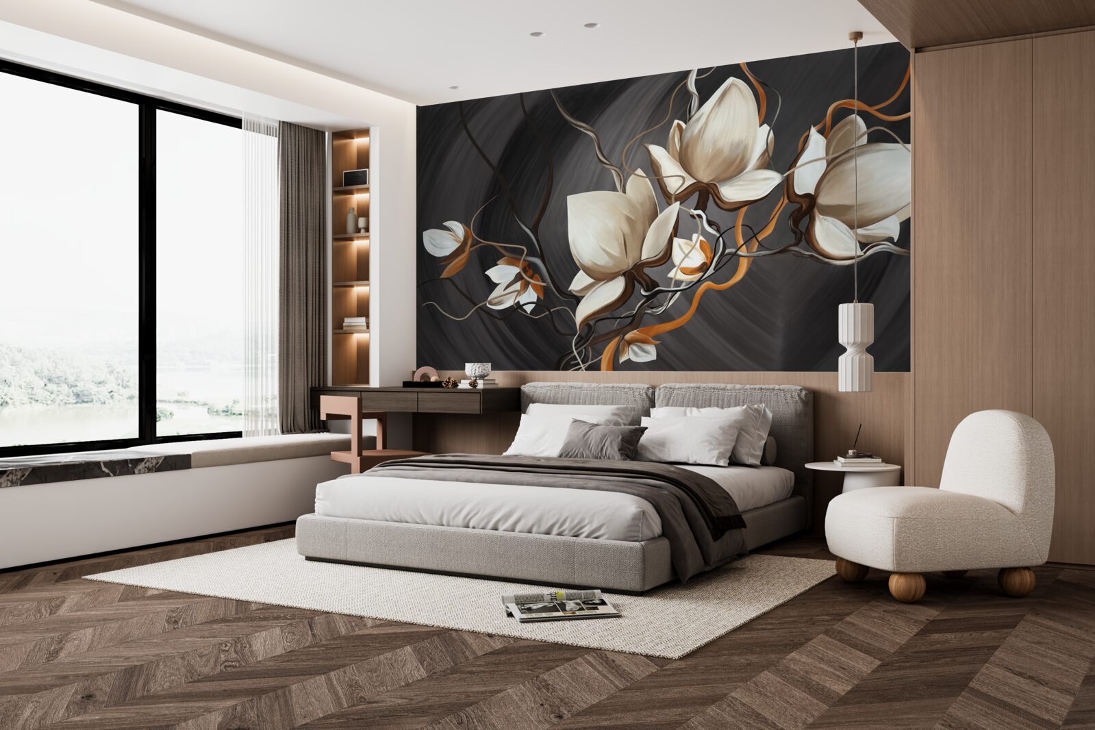 Фотошпалери відкриття білосніжної магнолії