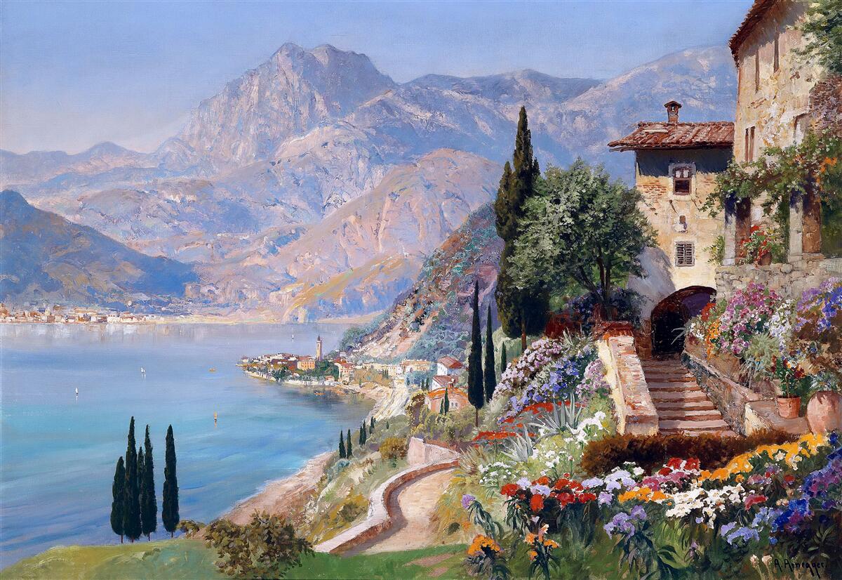 Фотошпалери Середземноморський пейзаж у кольорах