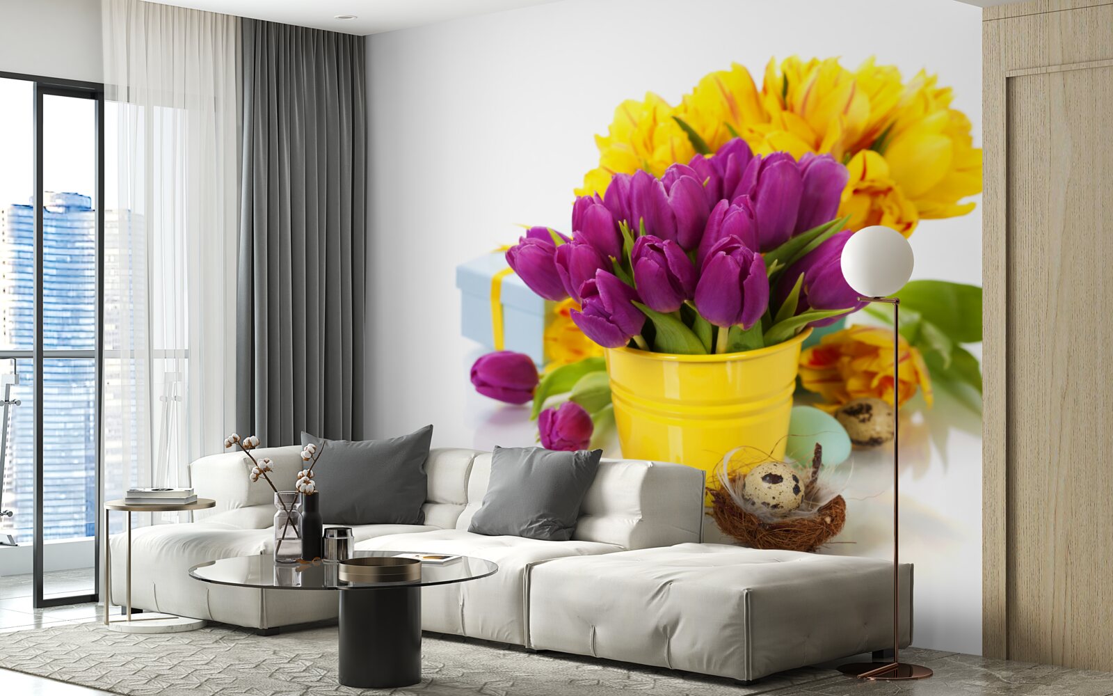 Фотошпалери набір фіолетових тюльпанів