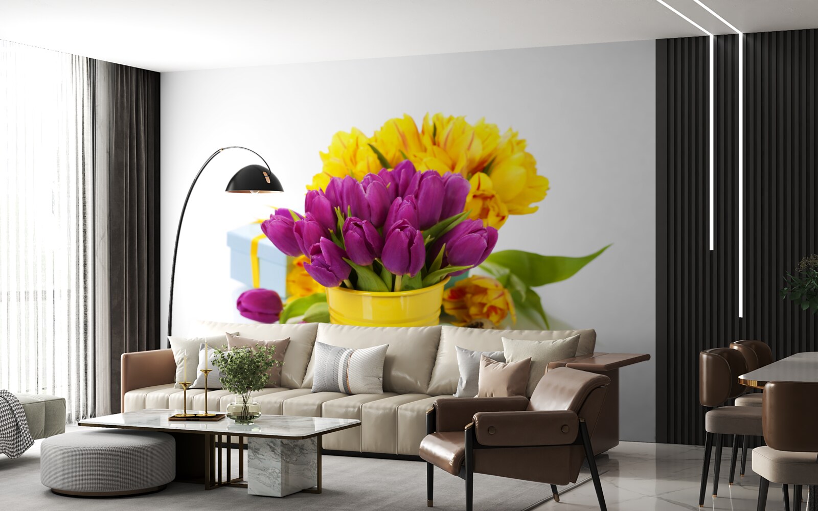 Фотошпалери набір фіолетових тюльпанів