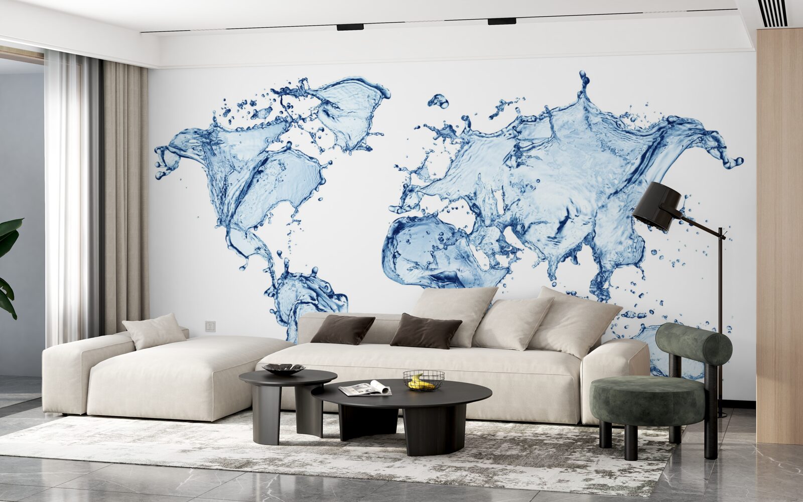 Фотошпалери атлас світу, сформований з води